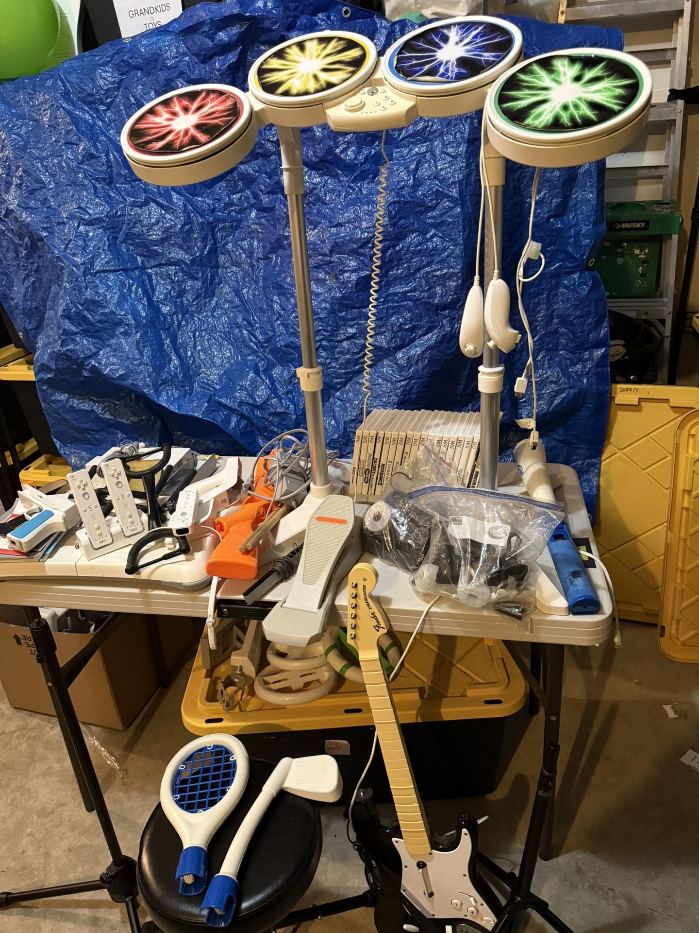 Huge Wii System Bundle-original Wii, Rock Band, Balance Board, Many Game Discs