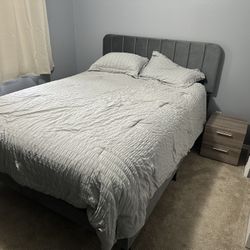 Mattress, Bed Frame W/ Headboard And Boxspring.