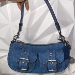 Coach Ashton shoulder/Crossbody Bag In INDIGO Denim & Smooth Leather