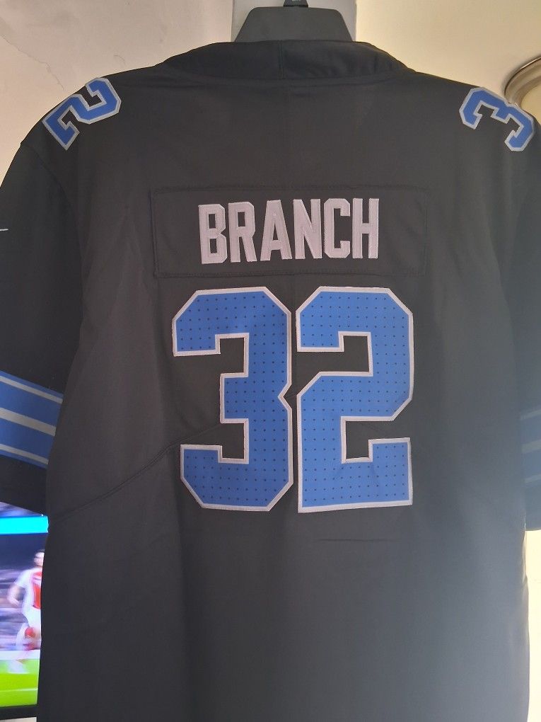 BRAND NEW STITCHED DETROIT LIONS BRIAN BRANCH #32 BLACK JERSEY SIZE XL 
