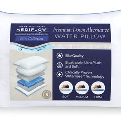 NEW Mediflow Water Pillow - Elite Down Alternative DR Recommended COMFORT Neck Pain Retail $107
