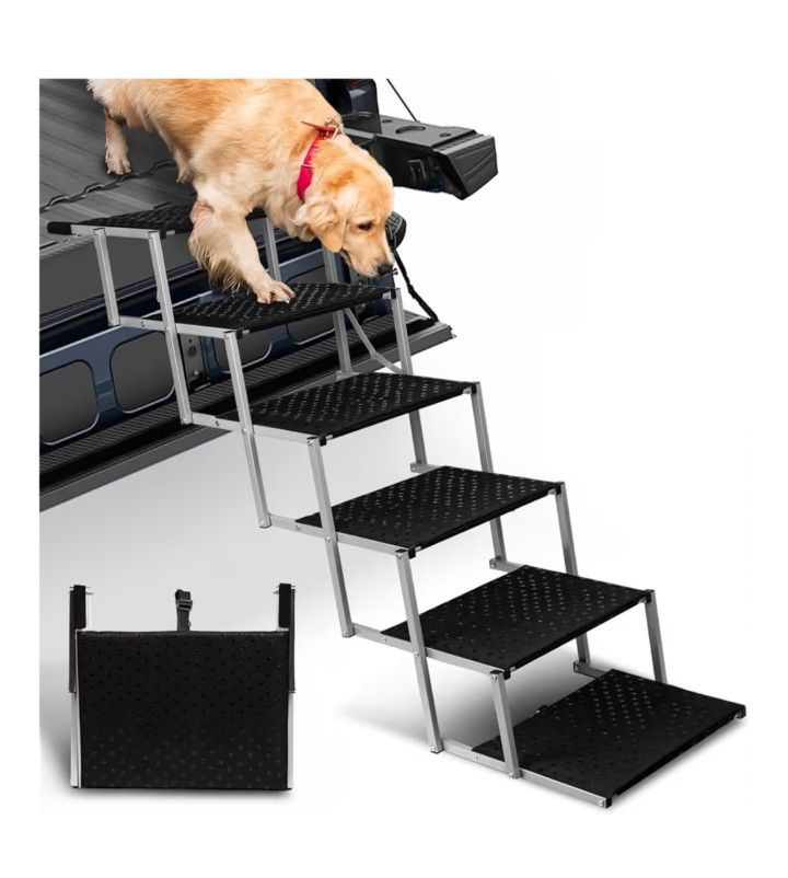 Dog Ramps for Cars, Portable Folding Dog Stairs for Cars, SUV, Trucks, Lightweight Pet Ramp for Large Dogs with Non-Slip Surface