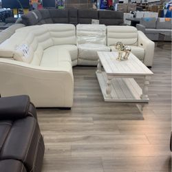 Morandi 5 Pc Leather Power Reclining Sectional 