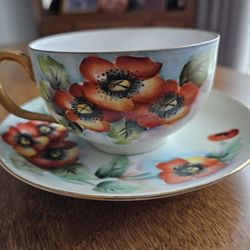 Nippon Tea Cup & Saucer - Poppy
