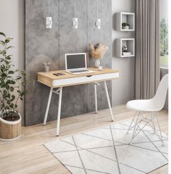 Techni Mobili Modern Multi Computer Desk with Storage, Pine, MSRP $200