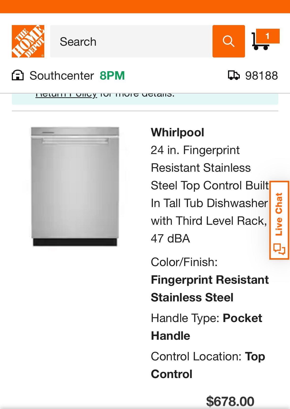 Whirlpool Dishwasher NEW/IN BOX