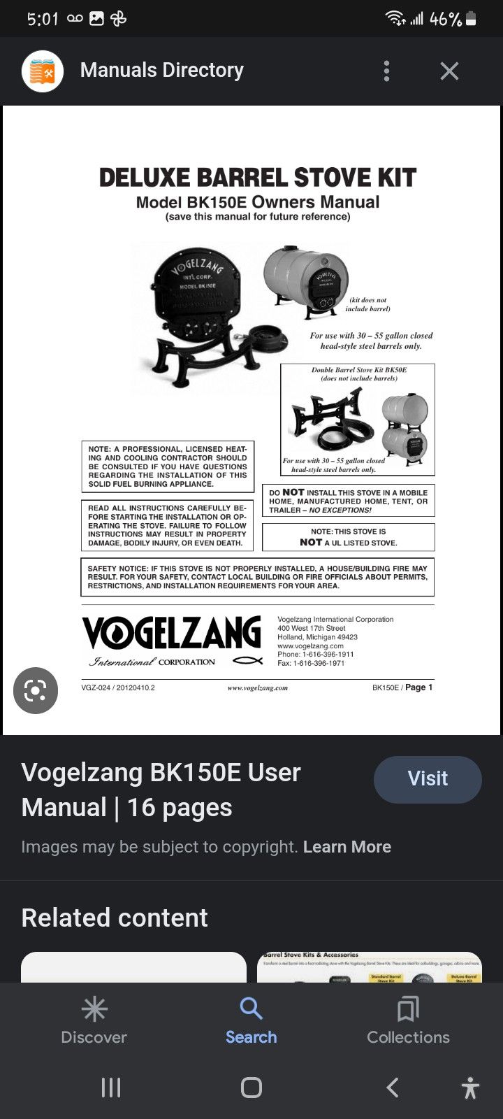 Vogelzang Barrel Stove Kit for Sale in Cincinnati, OH - OfferUp