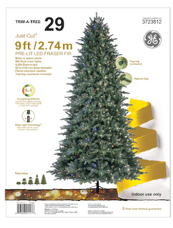 GE 9-ft Fraser Fir Pre-lit Artificial Christmas Tree with LED Lights