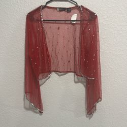 Red Sheer Sequin Coverup