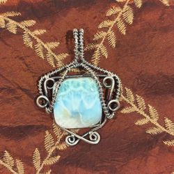 Natural Larimar Pendent Sterling Silver Pendent