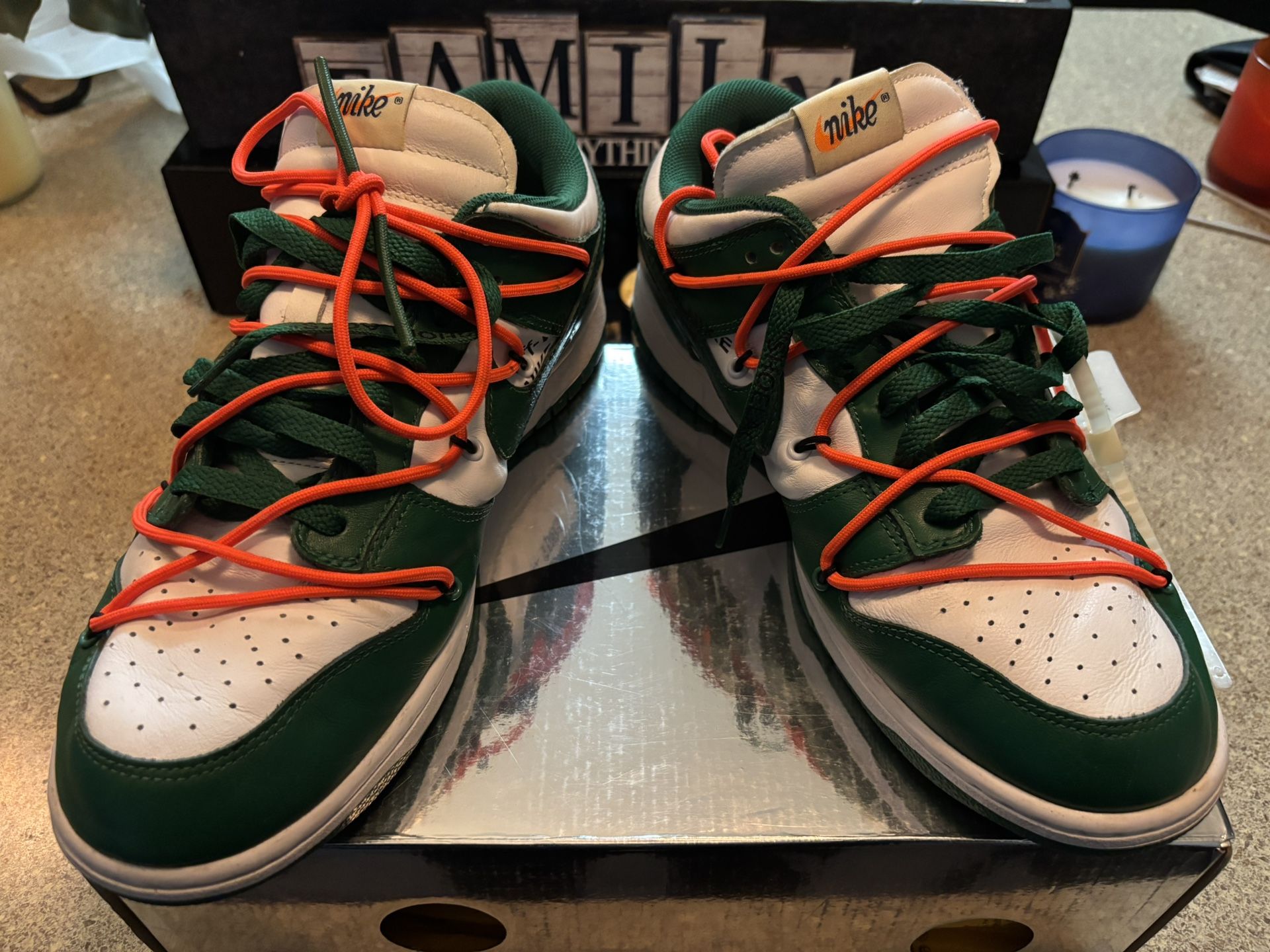 Off White Green Dunk Size 11
