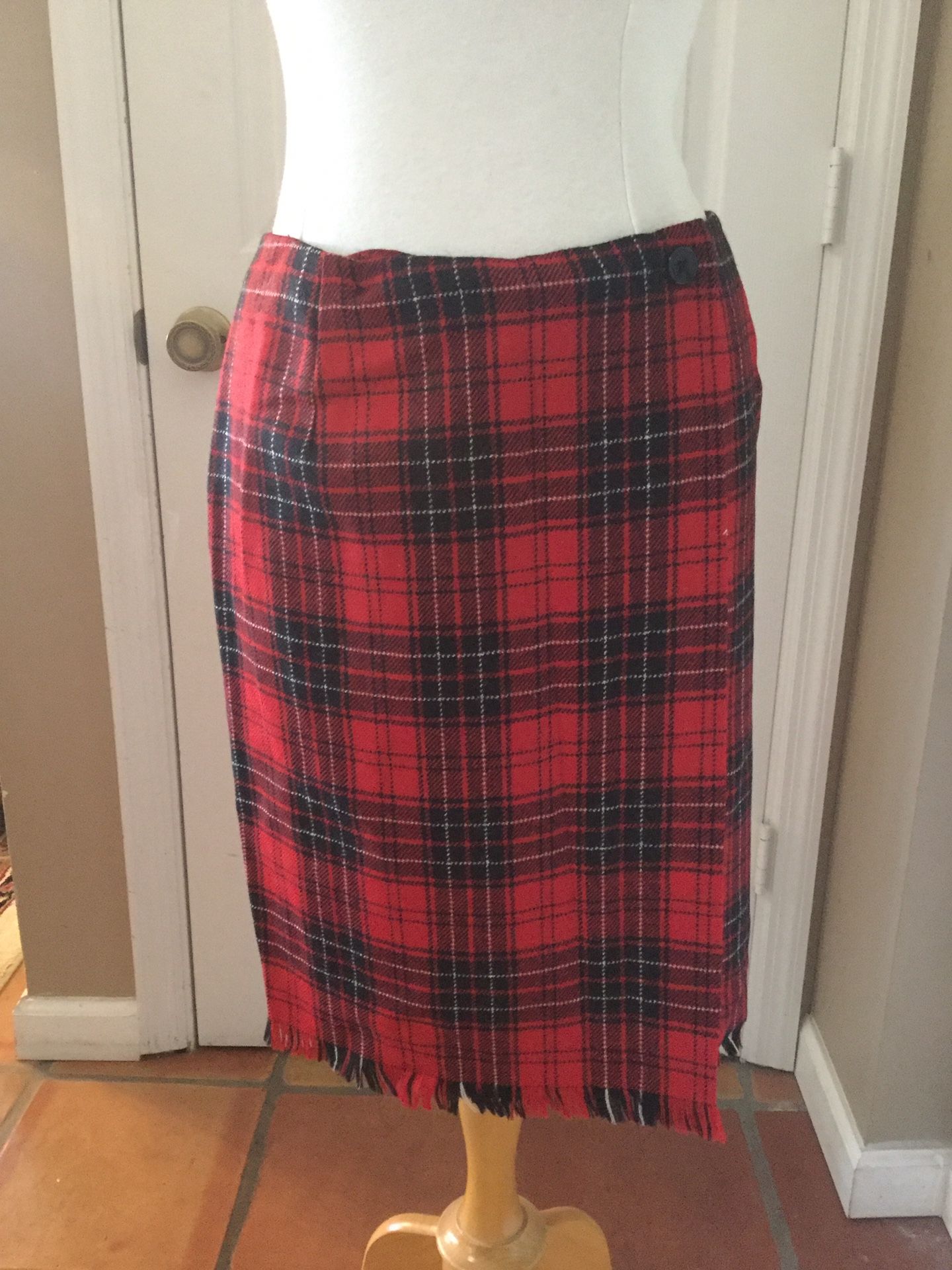 Womens Vintage Rafaella Plaid Wrap Skirt