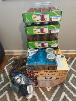 Pressure canner, tools and over 50 jars!