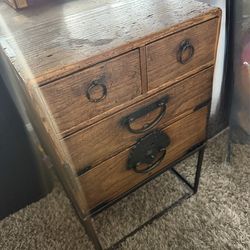 Small wood and metal cabinet