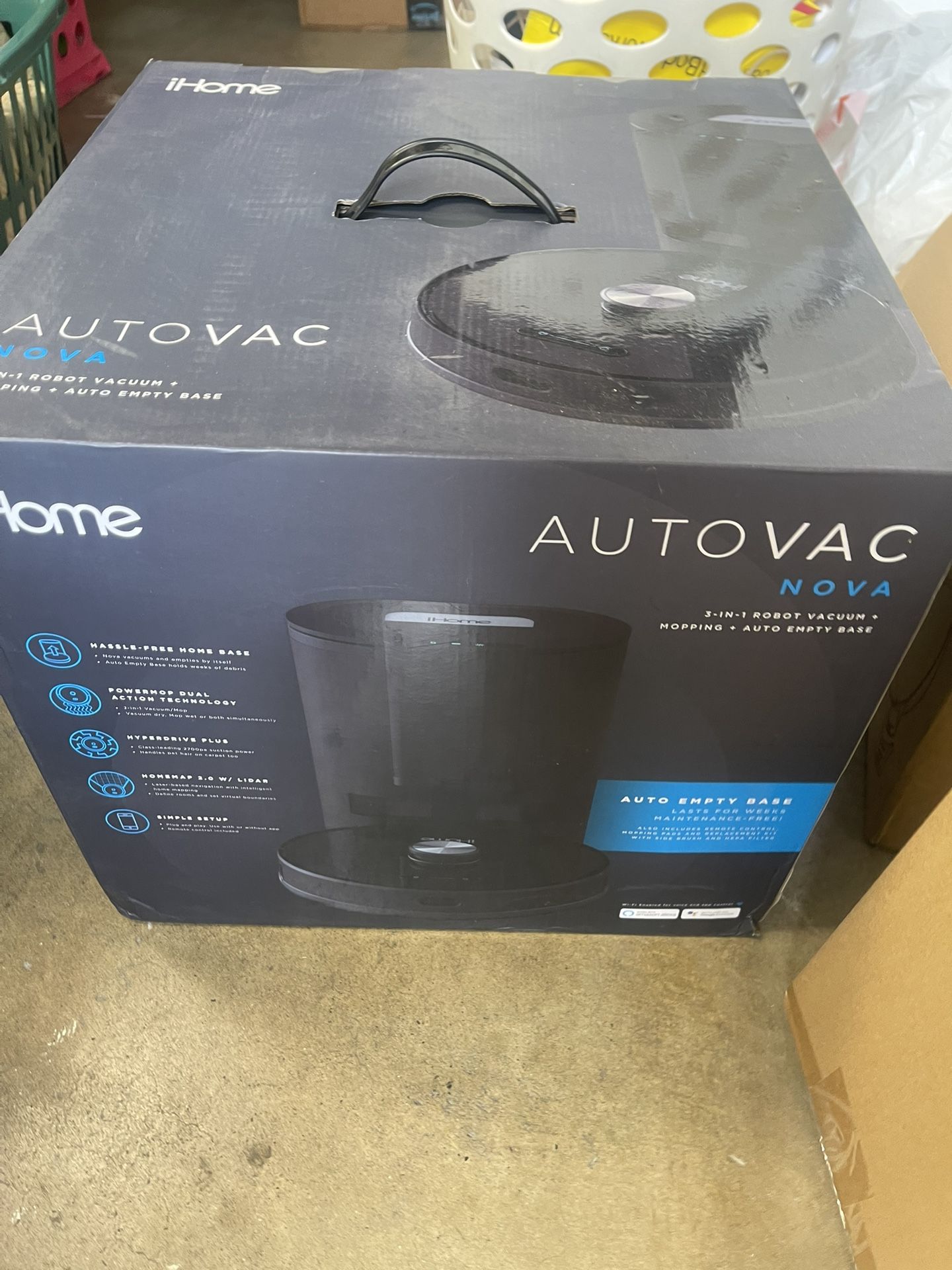 iHome AutoVac Nova Self Empty Robot Vacuum Mop, Laser and Home Map Navigation