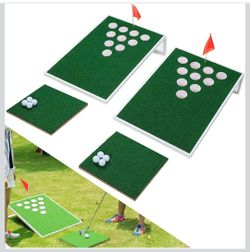 Golf Cornhole Game Set 2 Boards Chipping Mats Foam Balls Backyard Tailgate