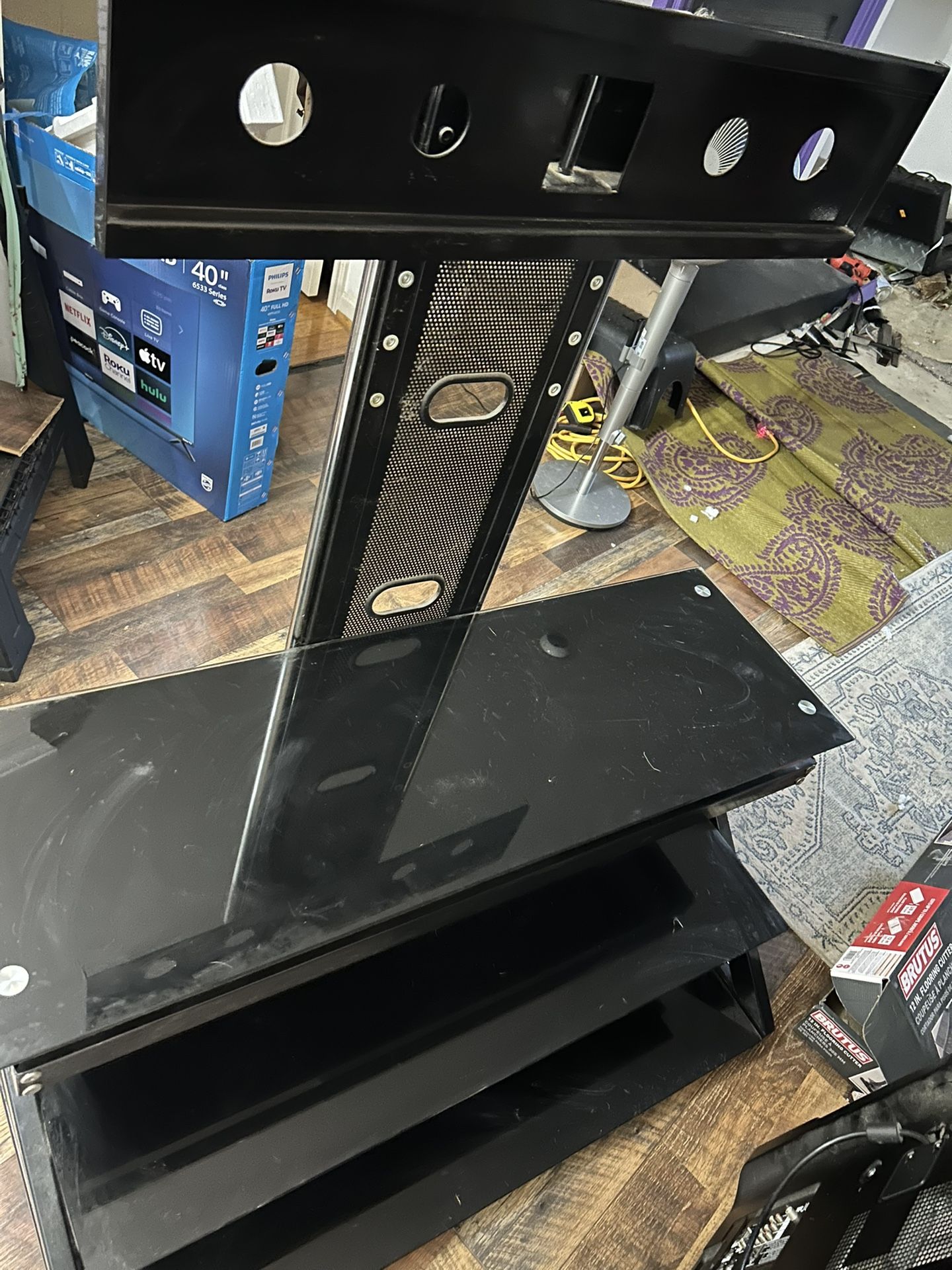 50” Plasma Tv With Black Tempered Glass Stand 
