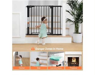COMOMY 30" Tall Baby Gate for Stairs Doorways, Fits Openings 29.5" to 40.5" Wide, Auto Close Extra Wide Dog Gate for House, Pressure Mounted Easy Walk