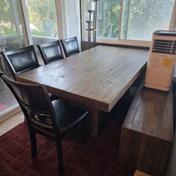 Real Wood Table And Chairs With Bench 
