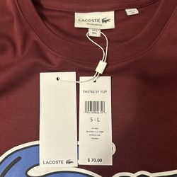 Lacoste Burgundy T-Shirt Size L – Brand New with Tags ($25)