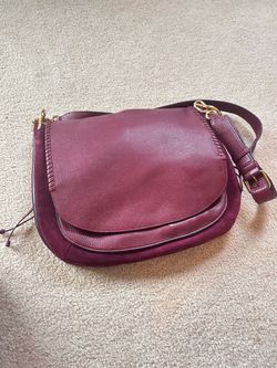 Stuart Weitzman Burgundy Leather Saddle Crossbody Bag