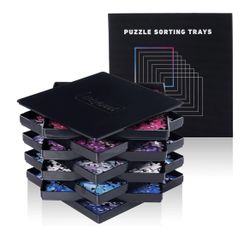 TIDYBOSS 8 Black Puzzle Sorting Trays with Lid 10" × 10" | Puzzle Organizers and Storage | for Puzzles Up to 2000 Pieces