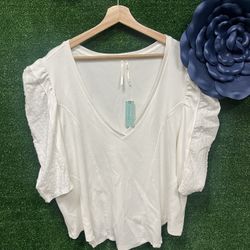 Anthropologie White V Neck Shirt Size 3X NWT Brand New