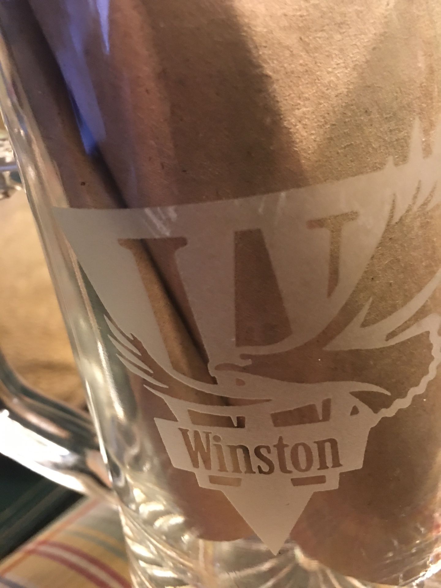 Pair of Winston vintage glass steins...