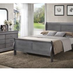 Modern Gray Queen Size  Complete Bedroom Set. Mattress sold separately 