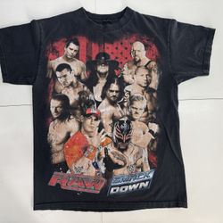 WWE Smackdown Vs Raw Full Print Double Side Black T-Shirt Size Medium