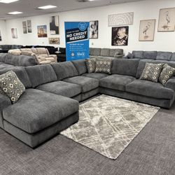 Dark Gray XL Sofa Sectional + Chaise Lounge Set - Free Delivery Promo 