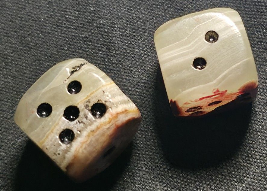 1 Pair Green Zebra Onyx Dice From Pakistan 
