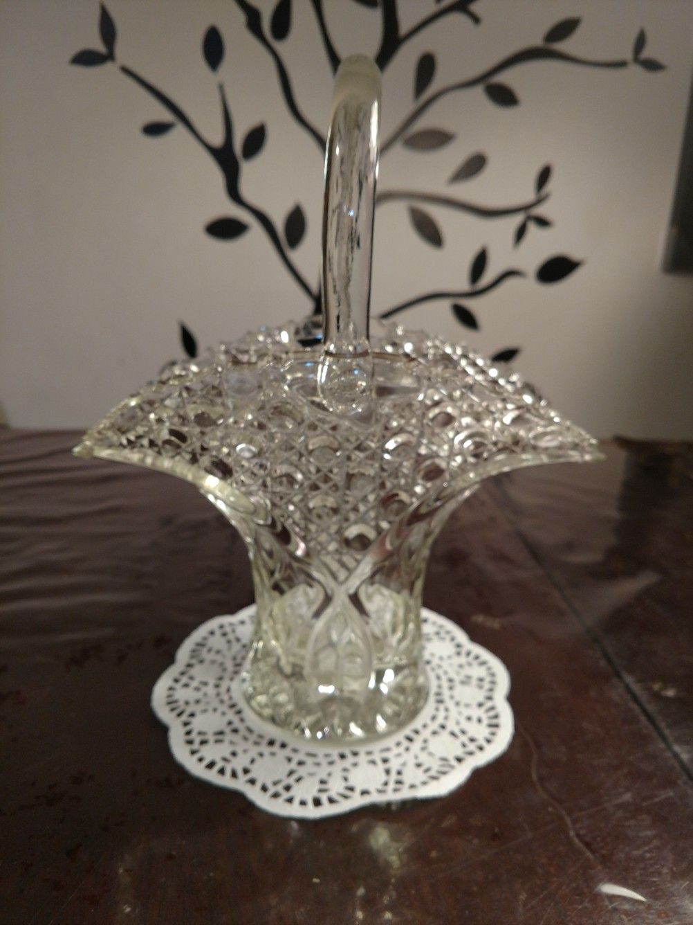Vintage Pressed Glass Brides Basket