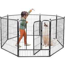 Kfvigoho Dog Playpen Outdoor 12 Panels Heavy Duty Dog Pen 47" Height Puppy Playpen Anti-Rust Exercise Fence with Doors for Large/Medium/Small Pet Dogs