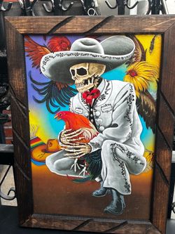 Day of the Dead Charro Skeleton Framed Art Print