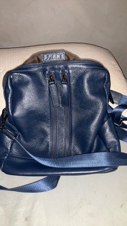 S Zone Blue Leather Convertible Backpack Crossbody Bag