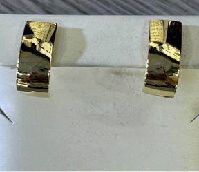 14k Wide Huggie Hoop Earrings