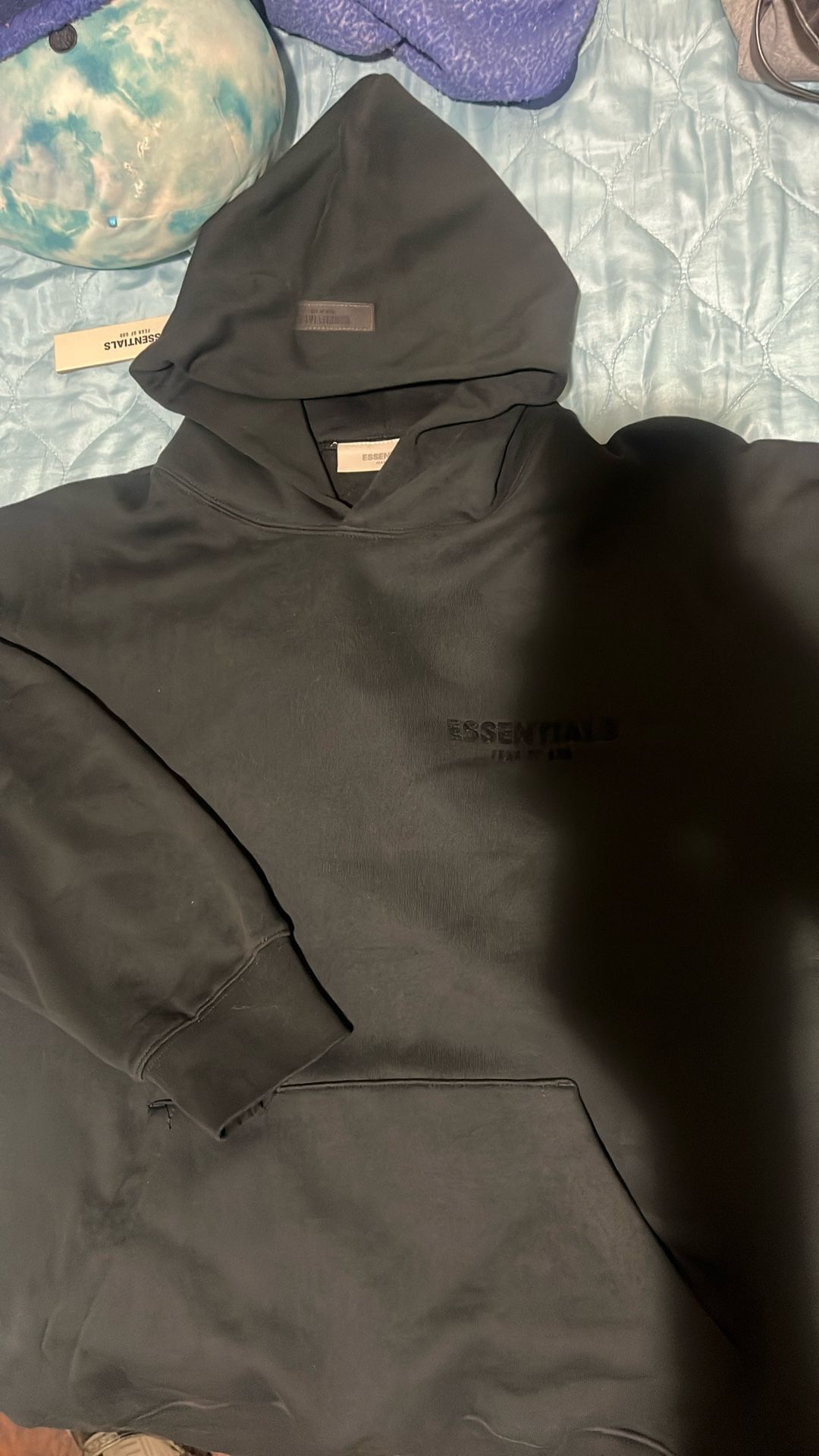 Black Essentials Hoodie, M