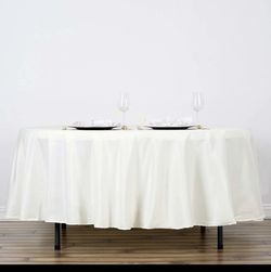 4 Pieces 108” Ivory Round Polyester Tablecloths