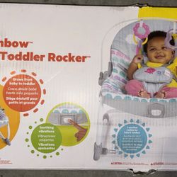 Bright Starts Rosy Rainbow Infant to Toddler Baby Rocker with Vibrations Newborn Unisex