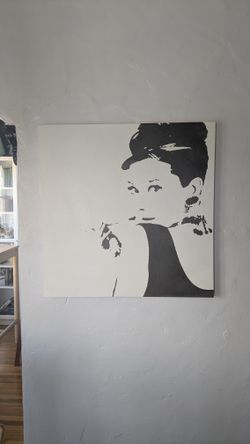 The Vintage IKEA PJATTERYD Audrey Hepburn Canvas Print is a large 35" x 35" pop art piece