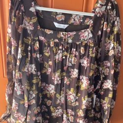 NEW Women's LC Lauren Conrad Henley Puff Sleeve Peasant Top LC Lauren Conrad  XXL (Johnstown Ohio)