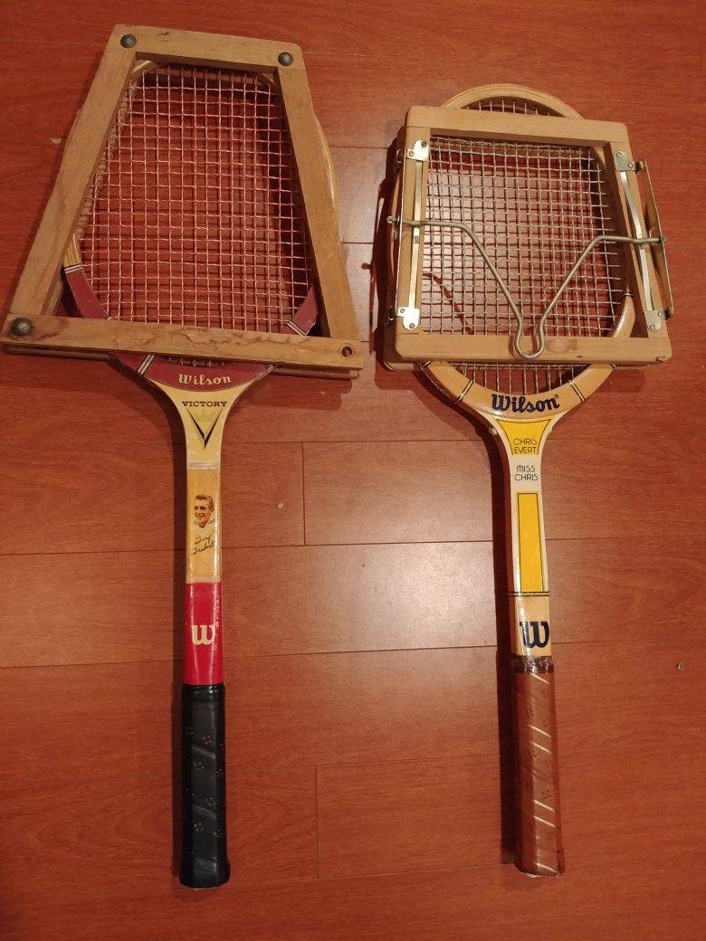 Vintage wooden tennis rackets
