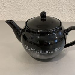 Black Ceramic Republic Of Tea New , Never Used 8” From Spout To Handle And 4” Tall , Made In Thailand   If you see it here , it is available 