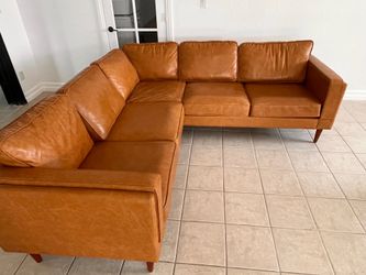 Brown leather couch