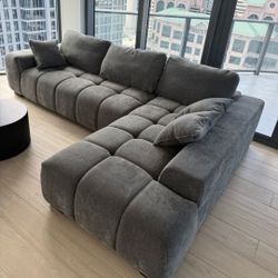 Sectional Sofa Grey Plush Cozy Soft Couch NEW