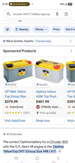 Yellow top optima h7/94r