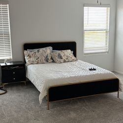 Queen Bed, Mattress And Nightstand 