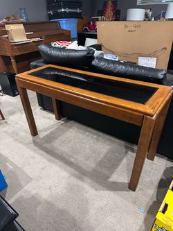 Wood Console Table with Glass Top