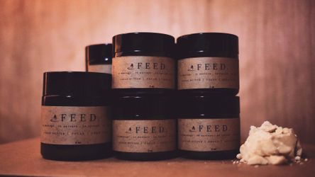 FEEDForever | Organic Raw Cocoa Butter Moisturizing Massage Candles, Lotion Bars and Balms